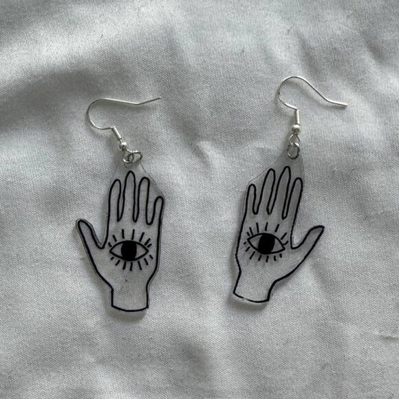 Magic Hand shrinky dink earrings | handmade quirky earrings witchy - Picture 1 of 1